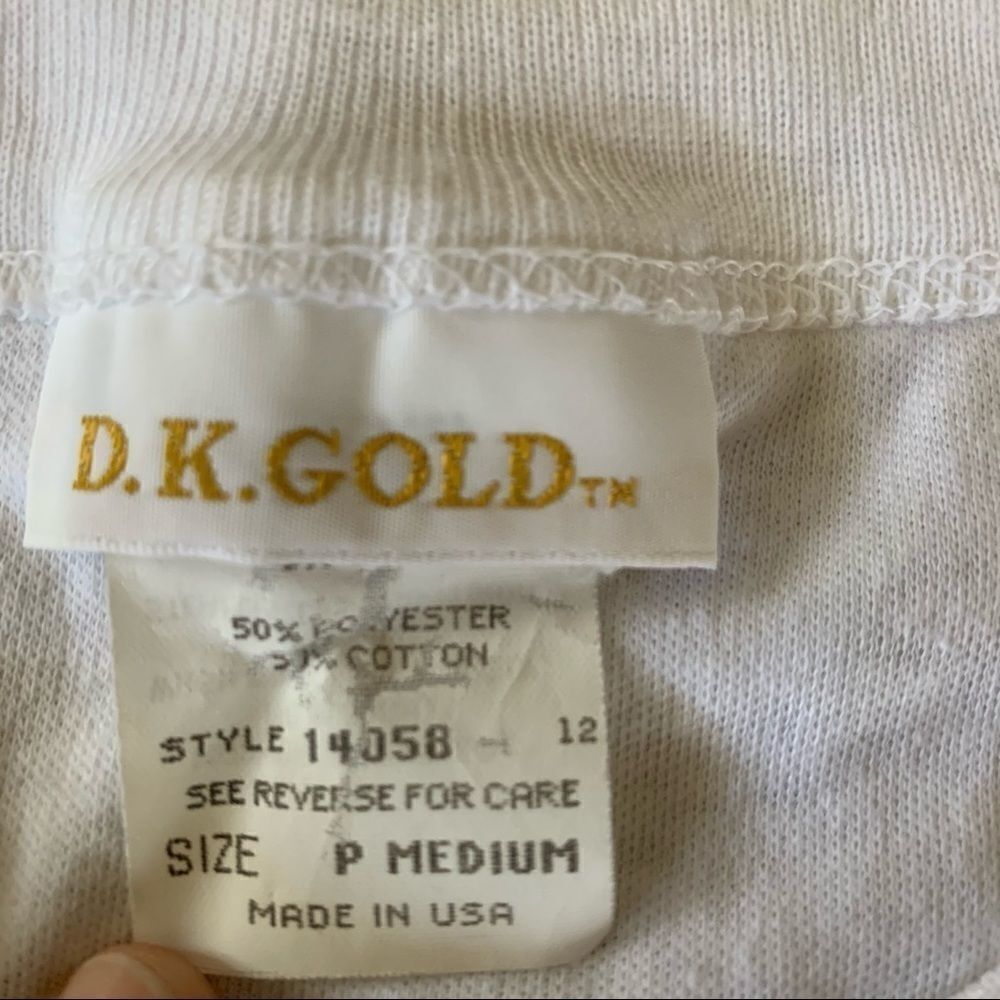 Vintage 1970s D.K. Gold Seersucker Patchwork Top – Blue & White – Size PM - Picture 3 of 11